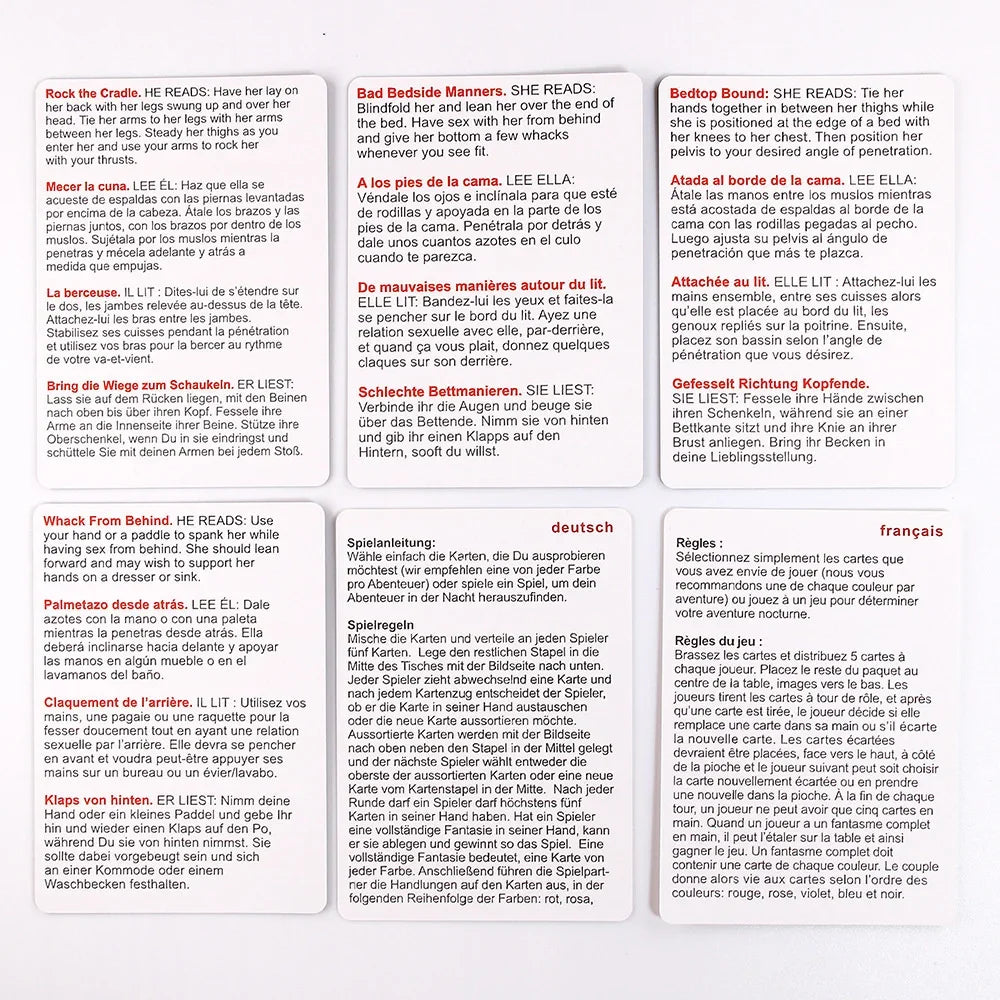 English Sex Card Game (50 Kinds of Card)