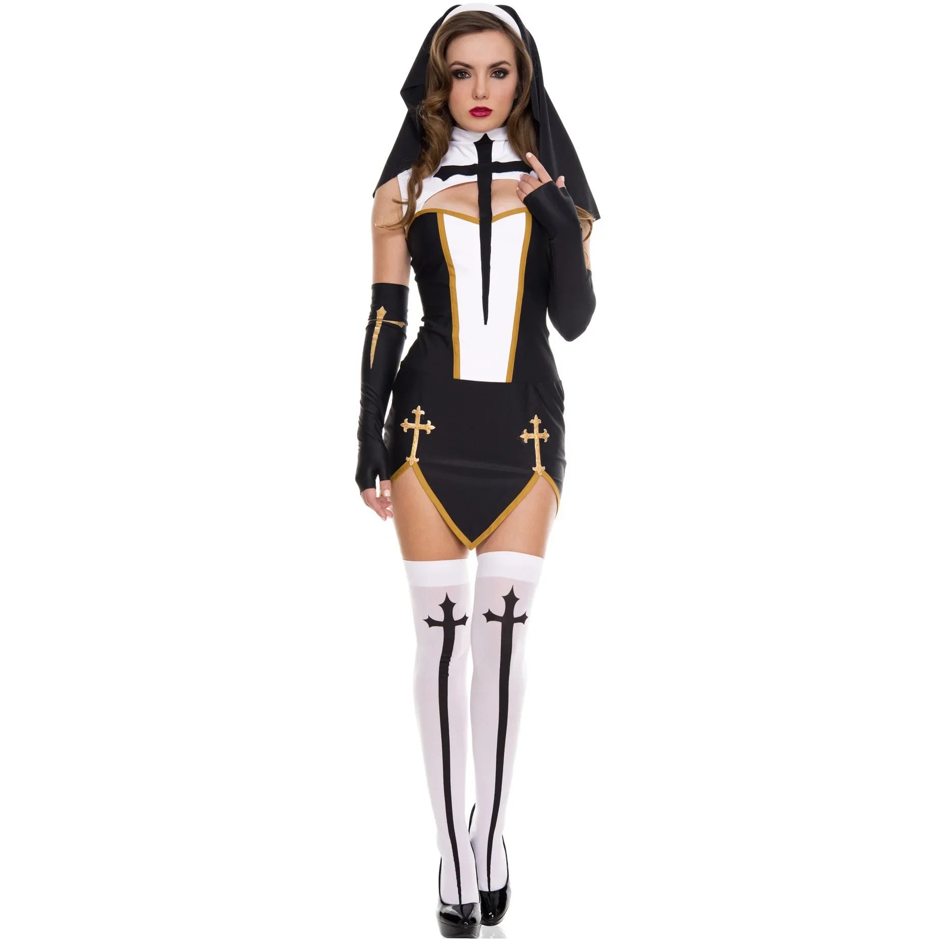 2026 Women's Nun Cosplay Costume Carnival Halloween Fantasia Fancy Dress Girls' Skirt Halloween Underwear Skirt Set Lingerie