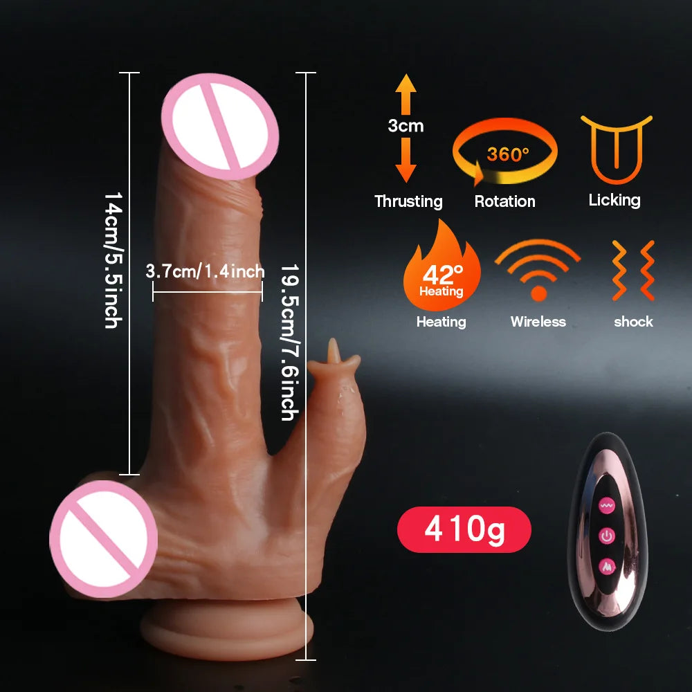 Electric Realistic Heating Dildo Thrusting Vibrator