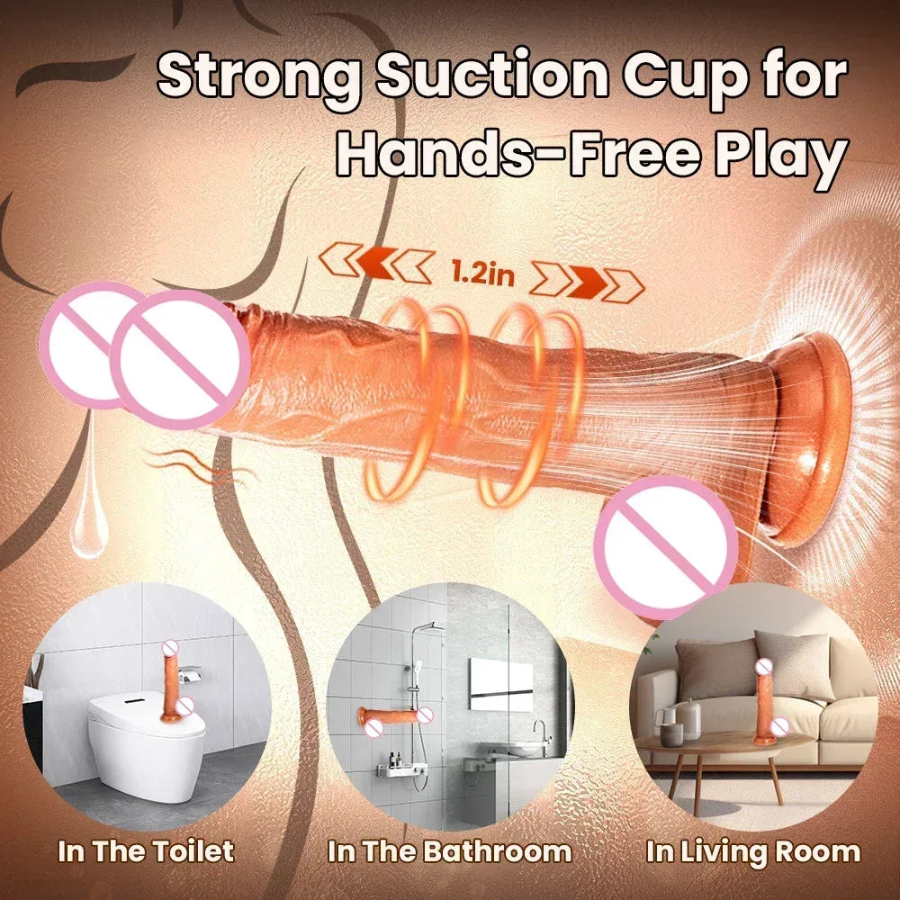 Electric Realistic Heating Dildo Thrusting Vibrator