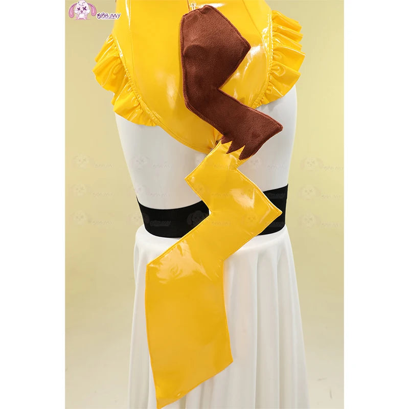 Anime PM Derivative Sexy Lingerie BodysuitYellow PU Cosplay Costume Women's Dress Bunny Lingerie Cos Bright Leather Tight Yellow