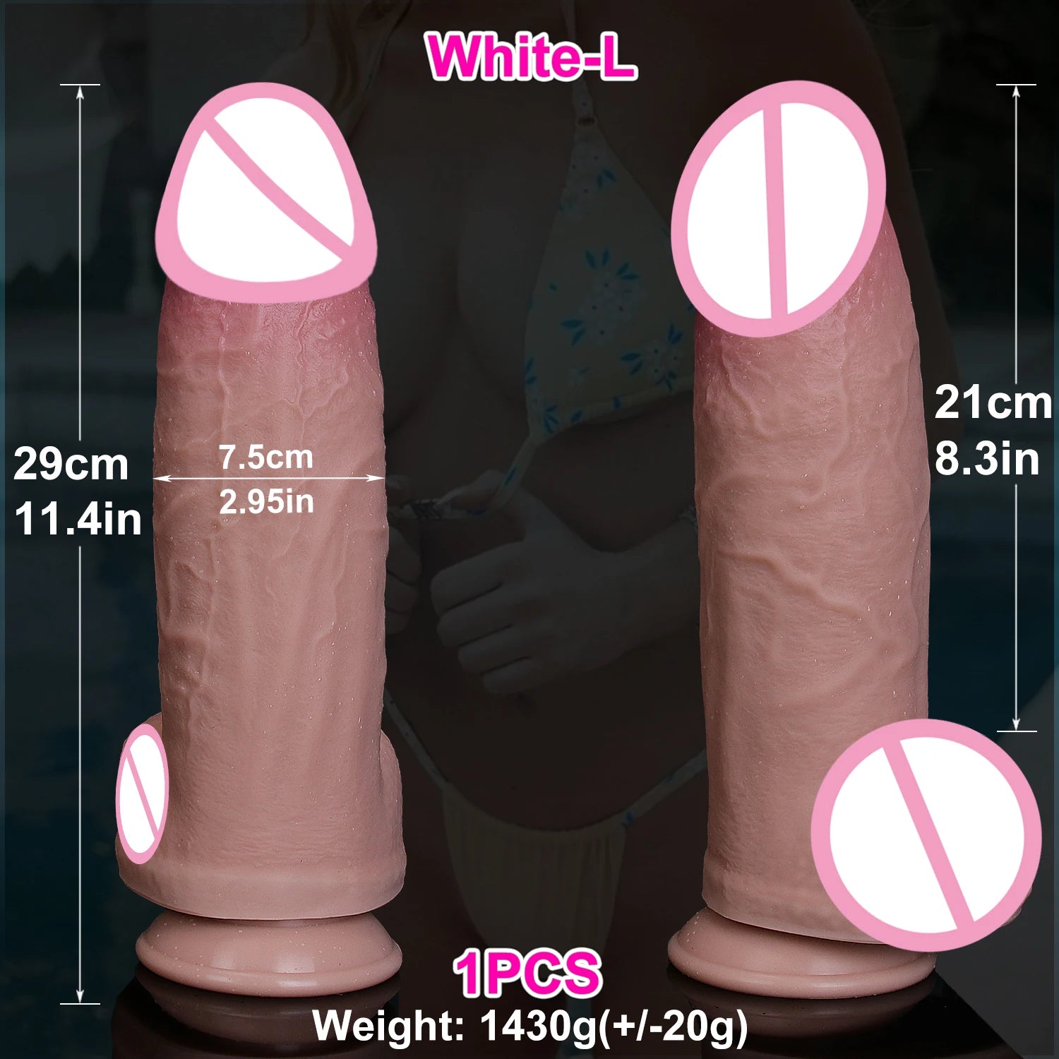 Very Soft  Skin Feel Big Thick Dildo Anal Sex Toy for Man Woman (Realistic Silicone Penis Cock Suction base)