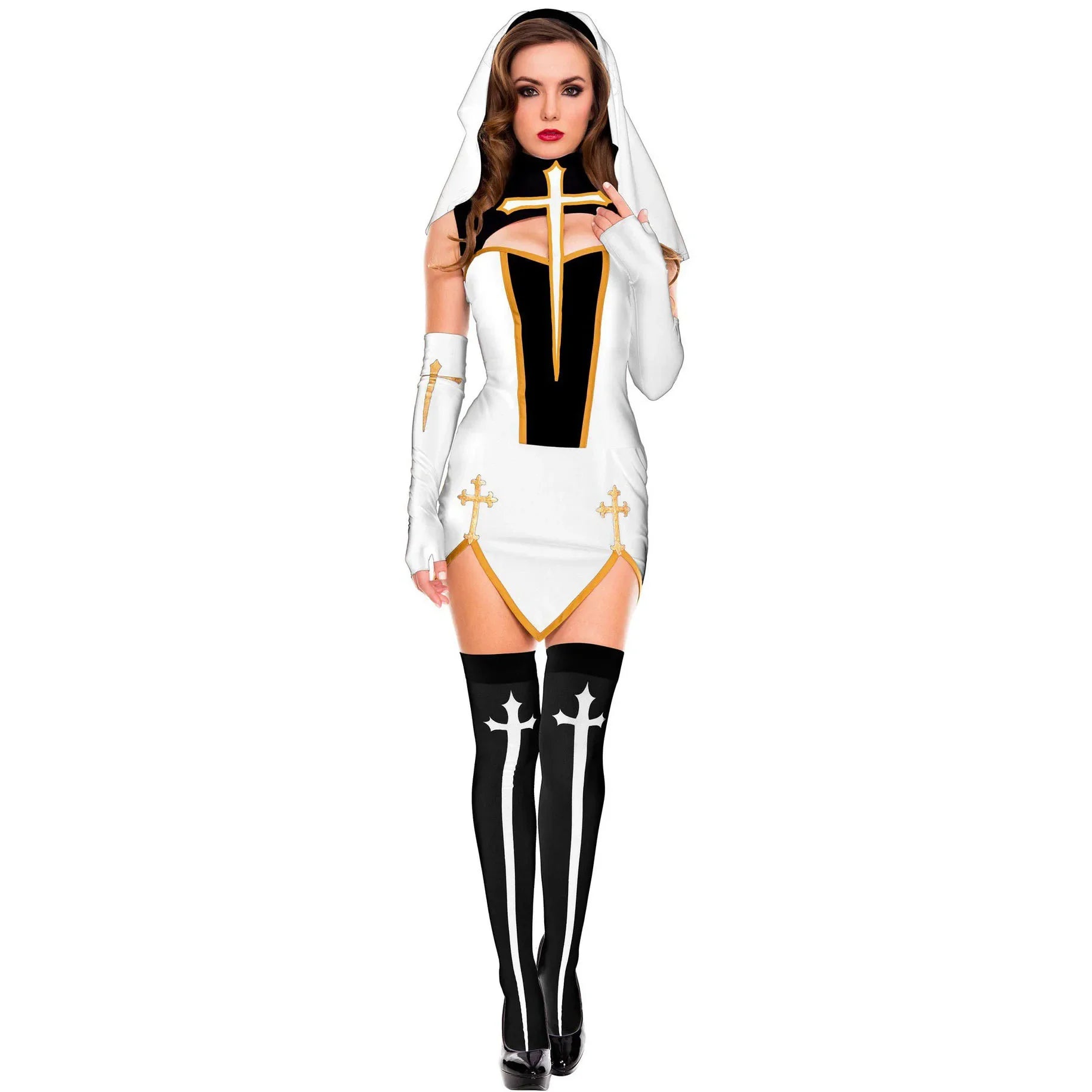 2026 Women's Nun Cosplay Costume Carnival Halloween Fantasia Fancy Dress Girls' Skirt Halloween Underwear Skirt Set Lingerie
