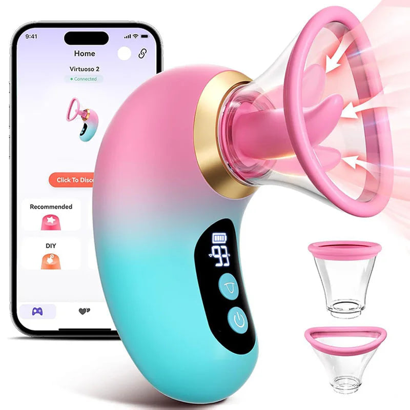 APP Control Clitoral Sucker Vibrator Tongue Licking Nipple Vagina Massager
