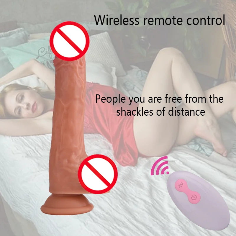 Dildo Heated Realistic Telescopic Swing Vibrator