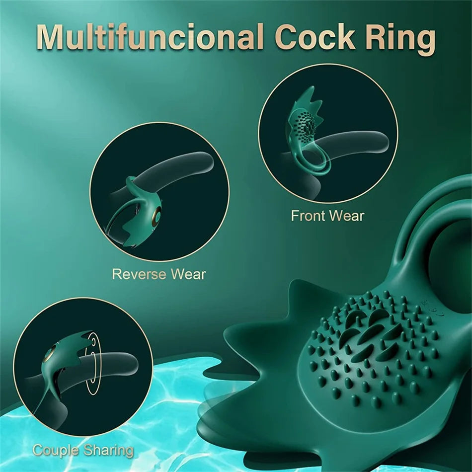 Cock Ring Vibrator Double Ring Enlarges Erection Delays Ejaculation Clitoris Stimulation Sex Toy