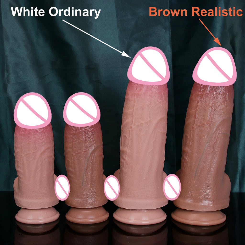 Very Soft  Skin Feel Big Thick Dildo Anal Sex Toy for Man Woman (Realistic Silicone Penis Cock Suction base)