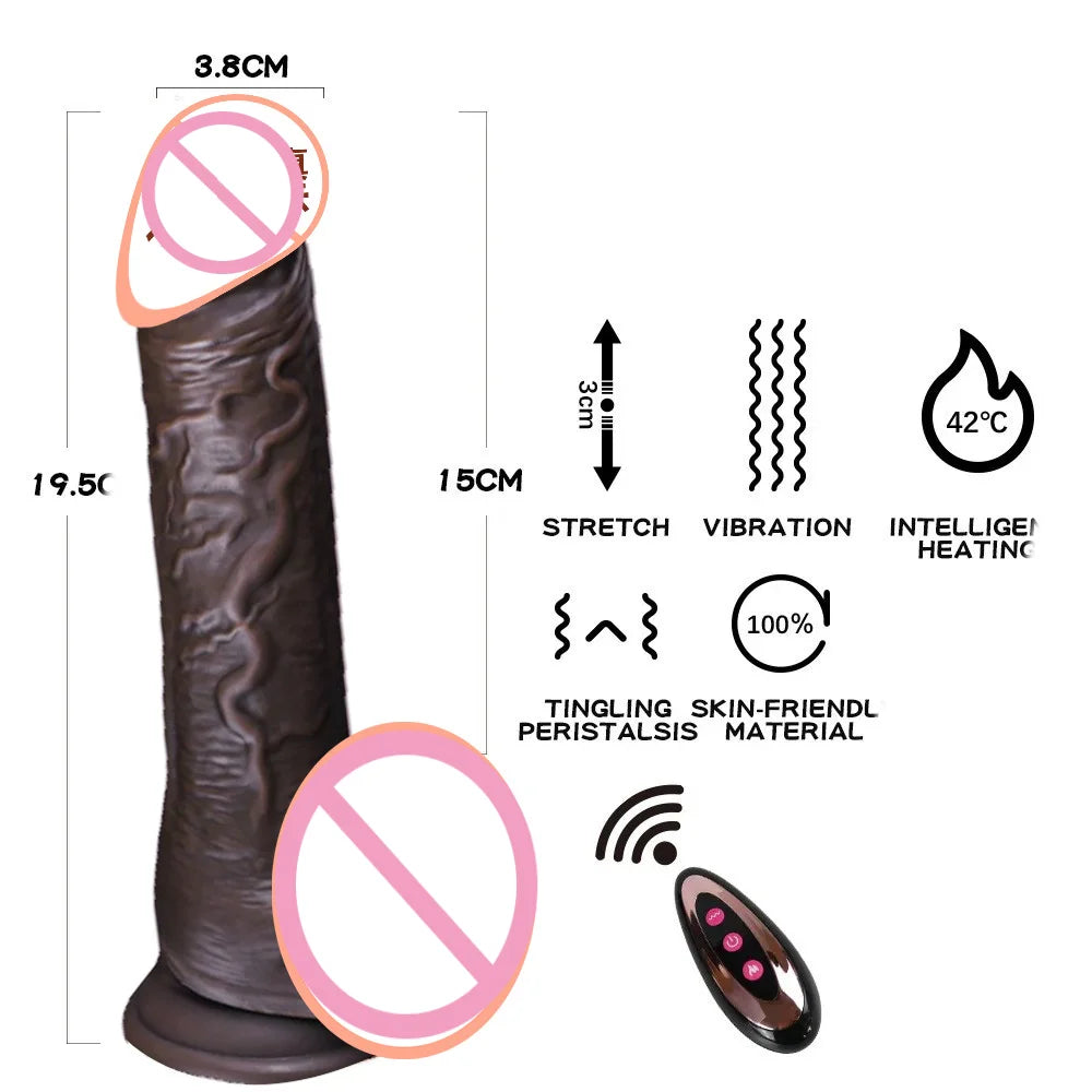 Electric Realistic Heating Dildo Thrusting Vibrator