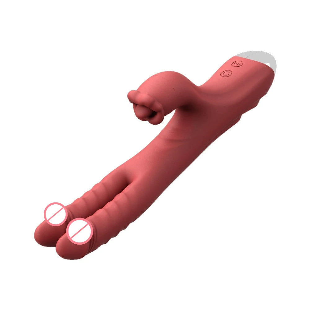 Silicone Female Clitoral Masturbation Nipple Masturbator Dual Dildo Vibrator