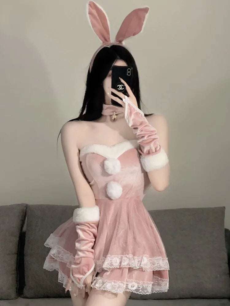 Christmas Sexy Lingerie Hot Dress Cosplay Santa Costumes Red White Short Skirt Fun Clothing Elegant Role Playing Outfit Garment