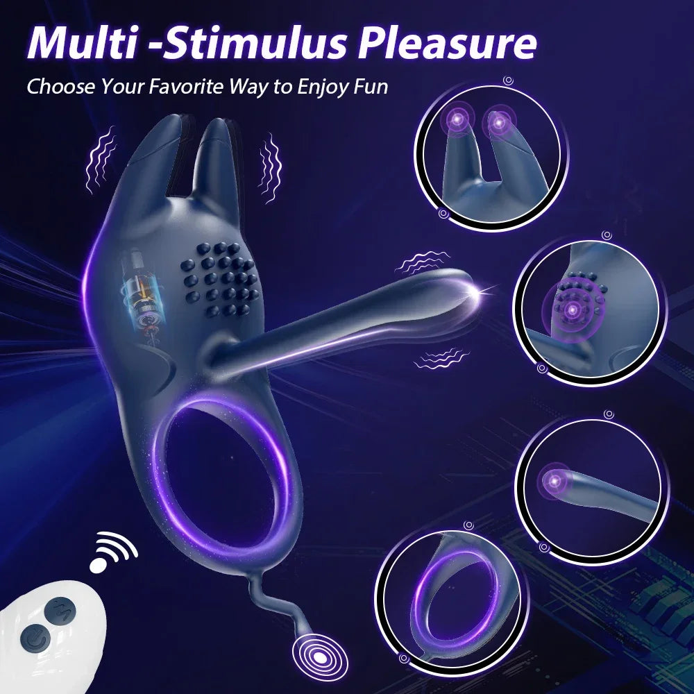 Cock Ring for Men Vibrating Delay Ejaculation Penis Ring Vibrator Male Penis Massager Clitoral Stimulation Sex Toys for Couples