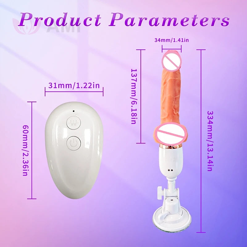 Electric Realistic Heating Dildo Thrusting Vibrator