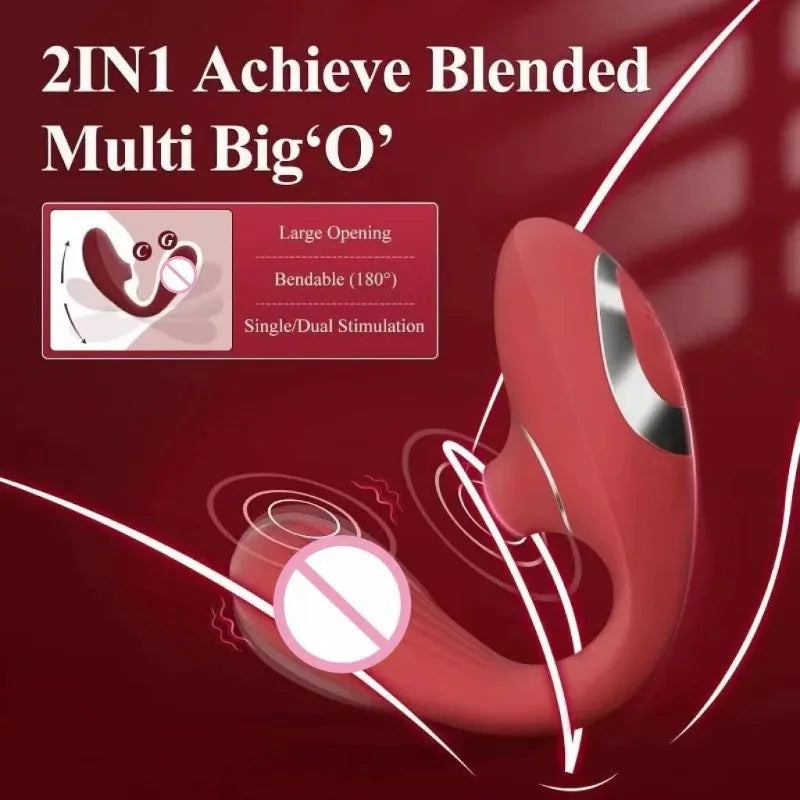 Clitoral Vagina Sucking Vibrator Bendable Clitoris Breasts G-spot Tongue Stimulator 360 Degree Rotating