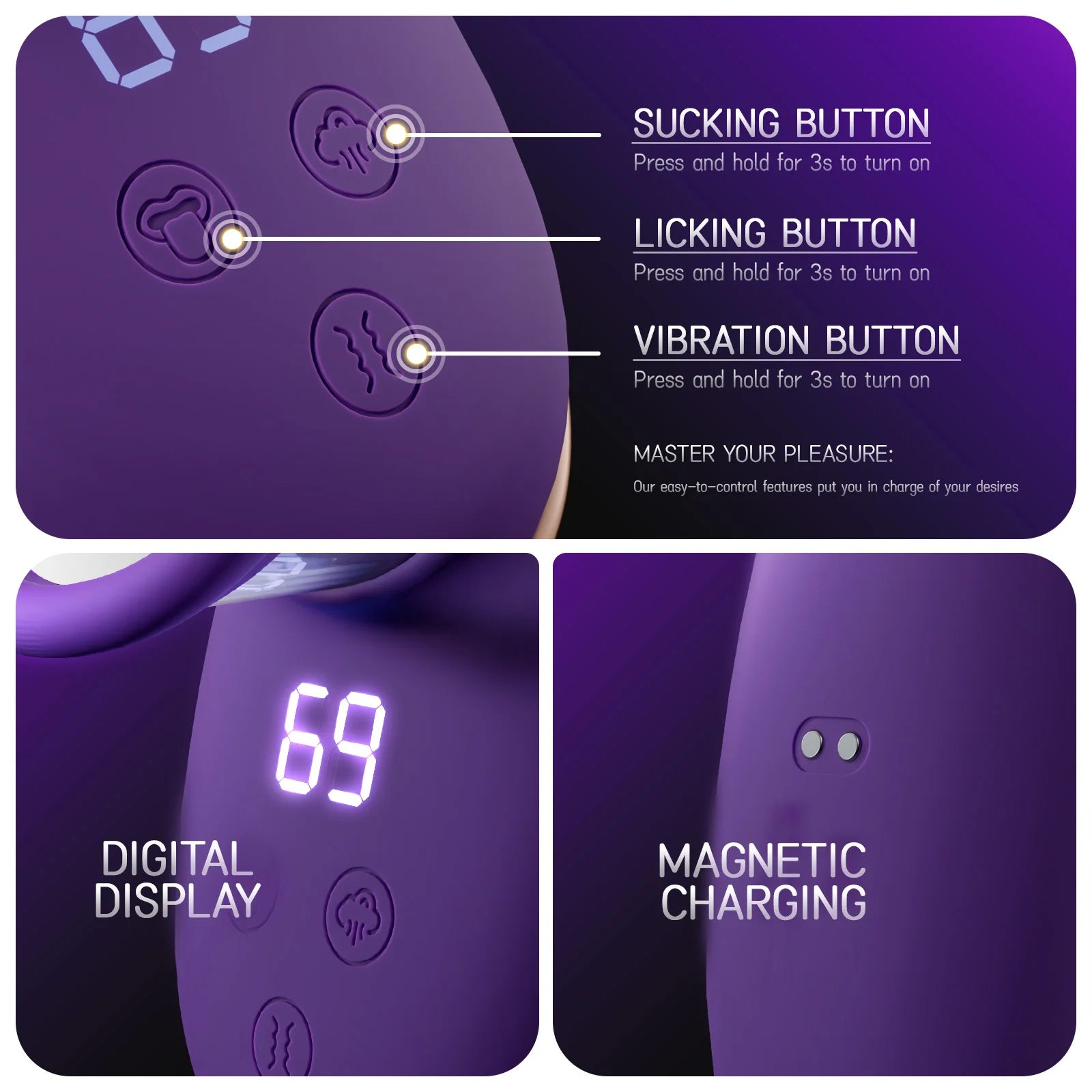 Clitoral Vibrator Vacuum Sucking and Licking Tongue Sex Toy