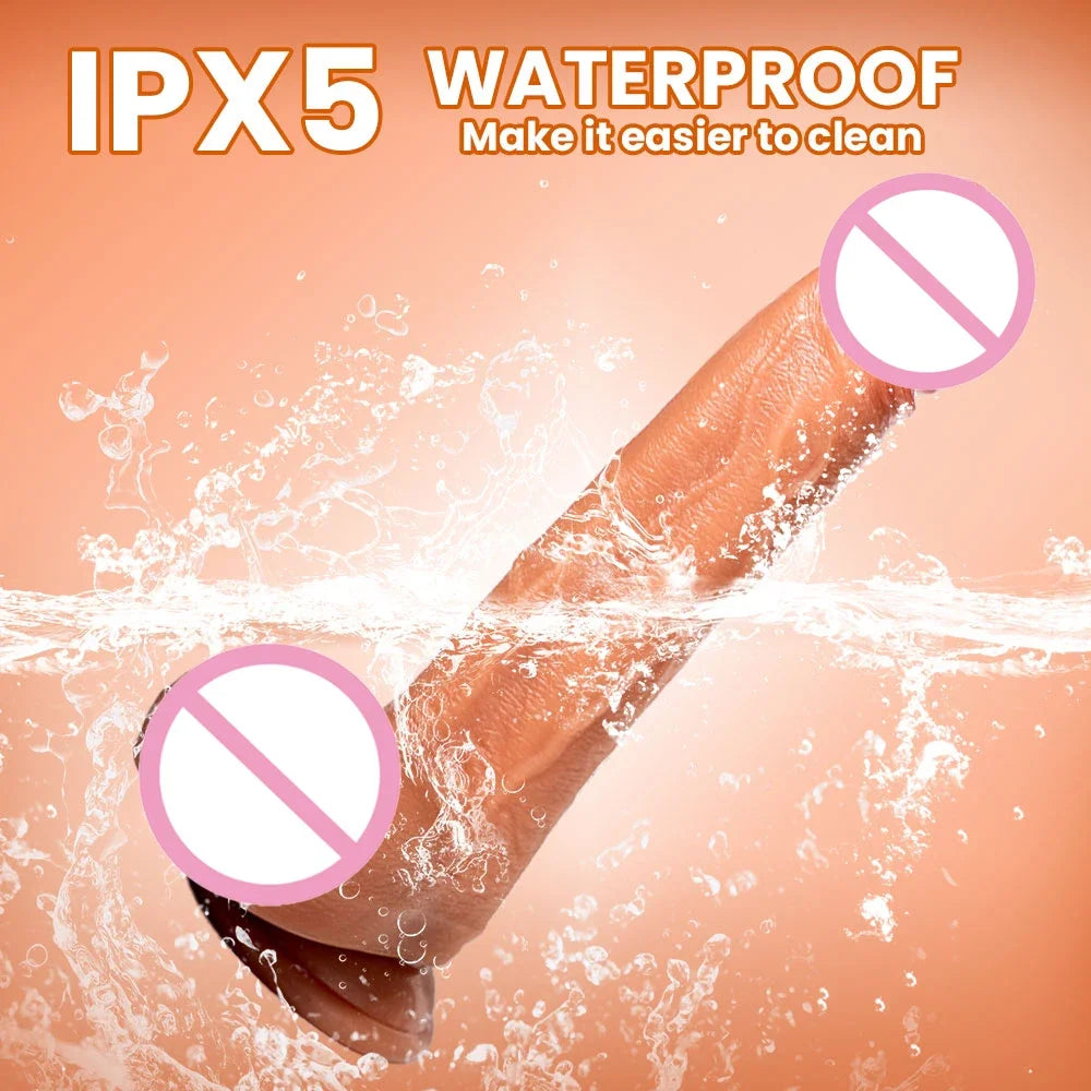 Electric Realistic Heating Dildo Thrusting Vibrator