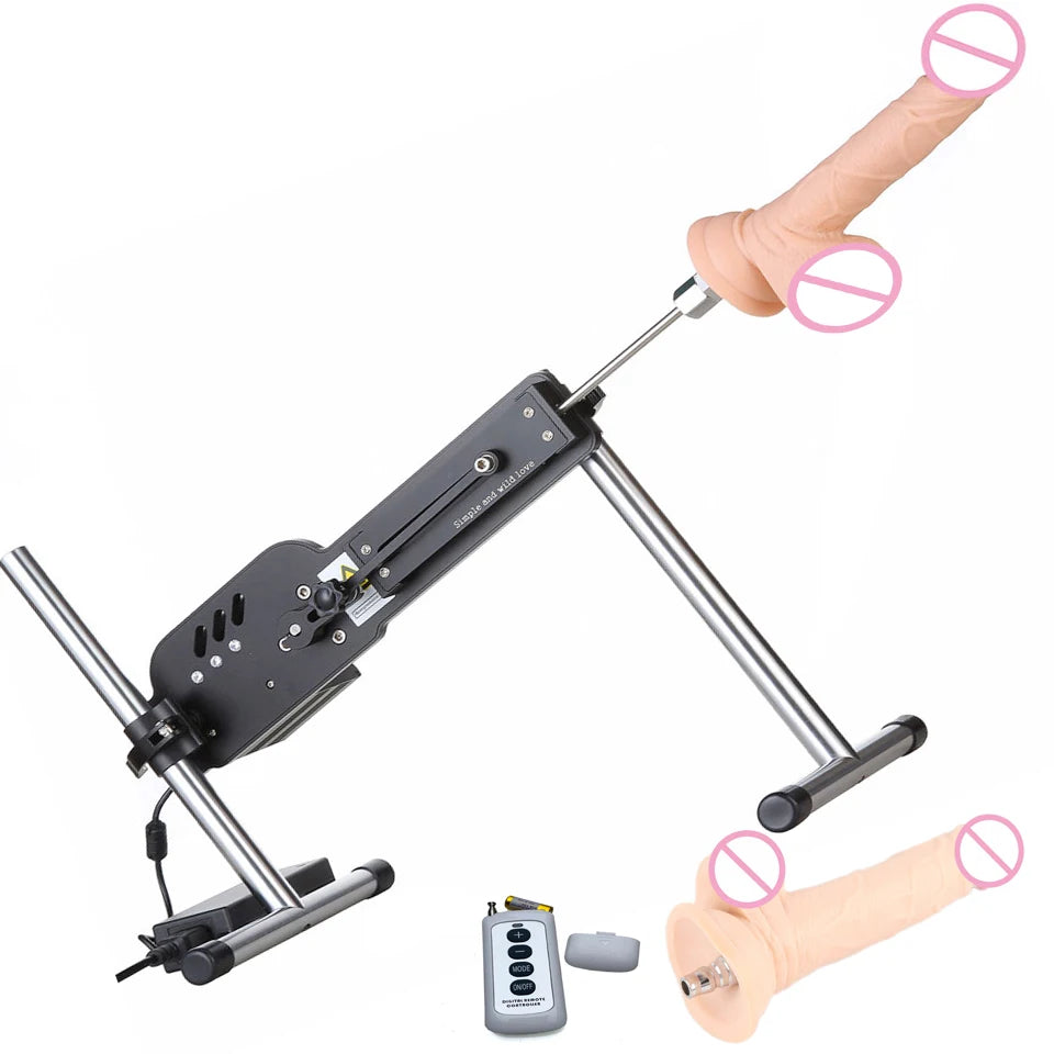 Men and women sex machine with sex toys set ( Automatically retractable dildos for men and women Pump gun sex toys )