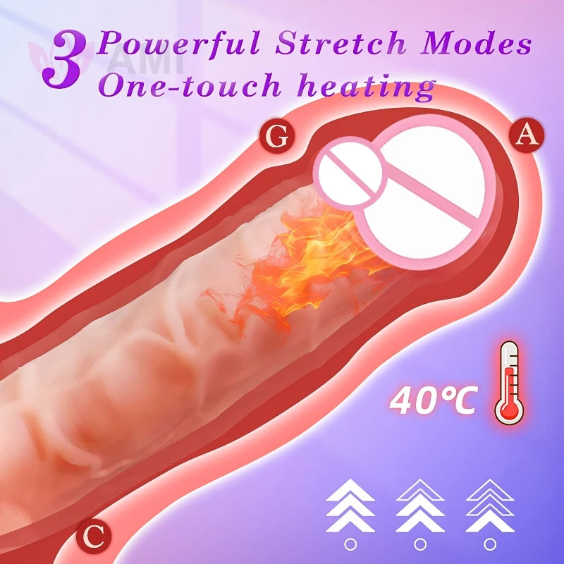 Electric Realistic Heating Dildo Thrusting Vibrator