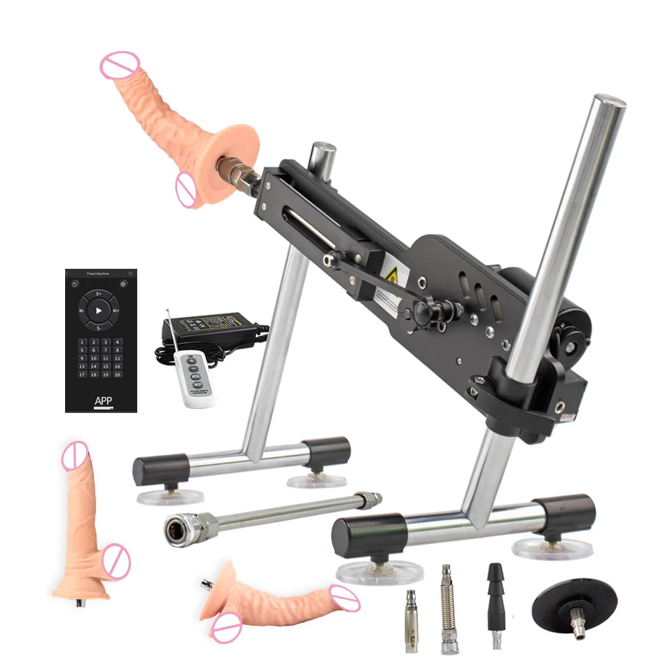 Men and women sex machine with sex toys set ( Automatically retractable dildos for men and women Pump gun sex toys )